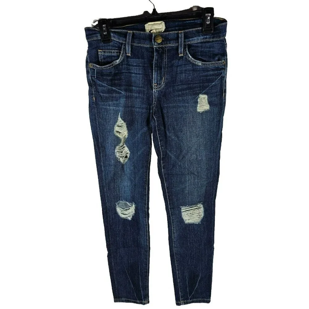 Current Elliott Stiletto Skinny Mid Rise Jeans Women's Size 27 Dark Blue 27x26" - Picture 1 of 14